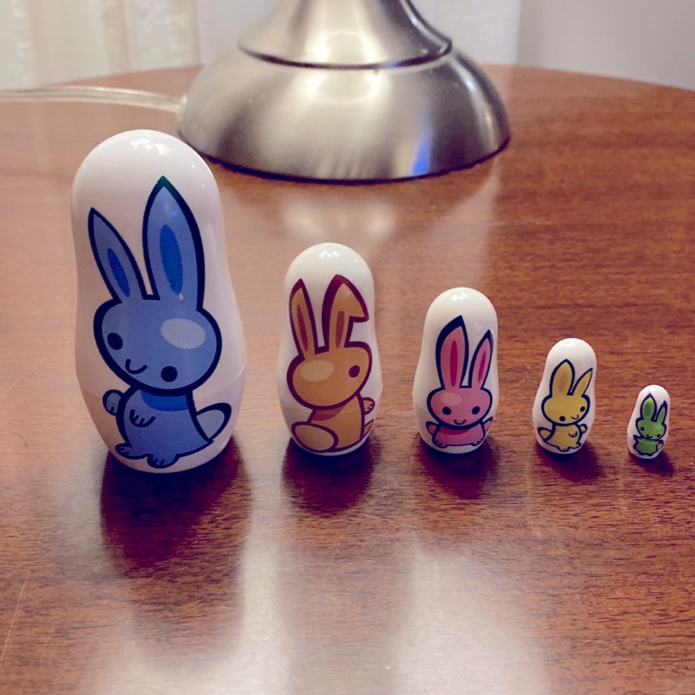 BUNNY nesting toy. This adorable stack includes 5 bunnies. SO CUTE!!